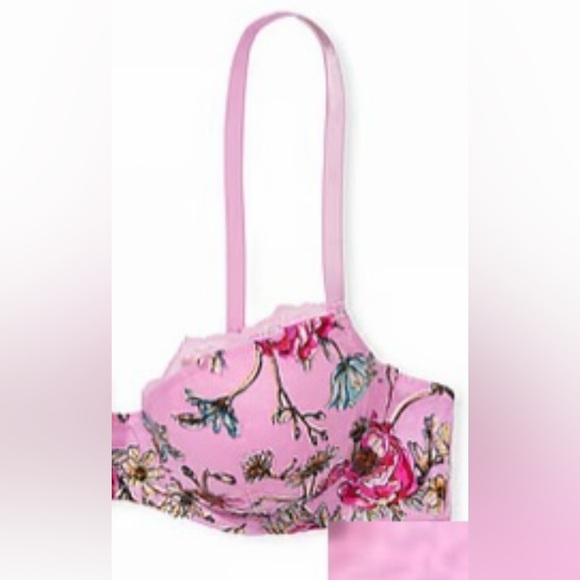 Victoria Secret Pink Lightly Lined Demi Bra Floral Embroidery Push Up NWT 32DD - Picture 7 of 8